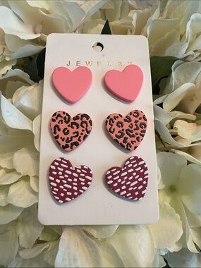 Set of 3 Heart Stud Earring Pairs